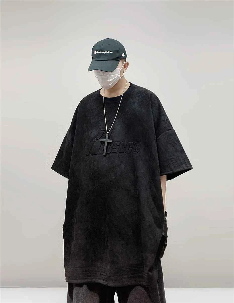 Embossed Suede Hip Hop T-Shirt
