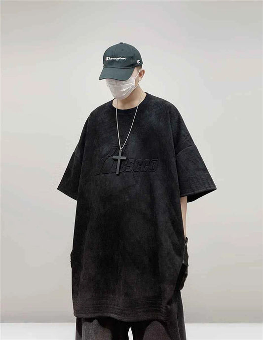 Embossed Suede Hip Hop T-Shirt