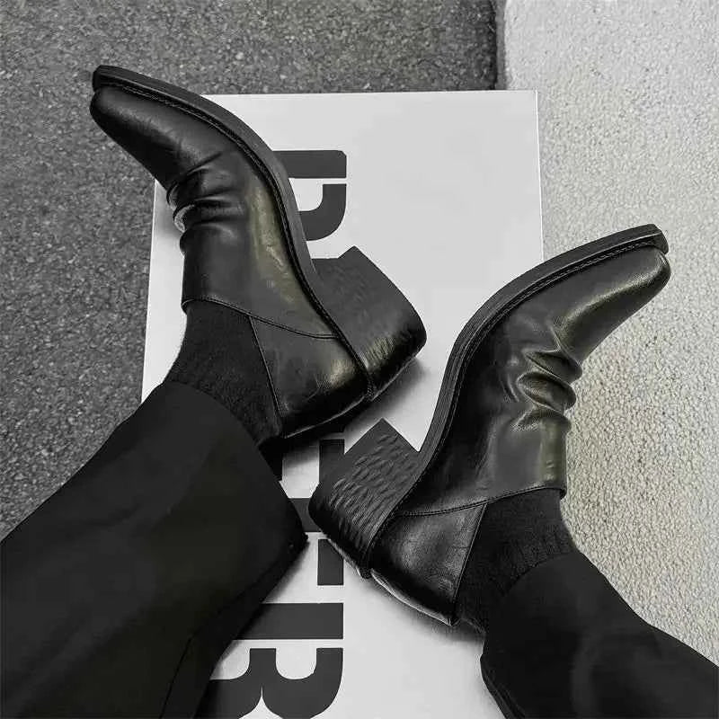Upturned Casual Platform Derby Leather Shoes