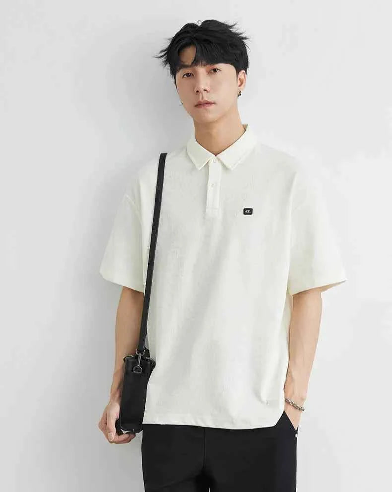 Men's Casual Hip Hop Loose Lapel Cotton Polo T-Shirt