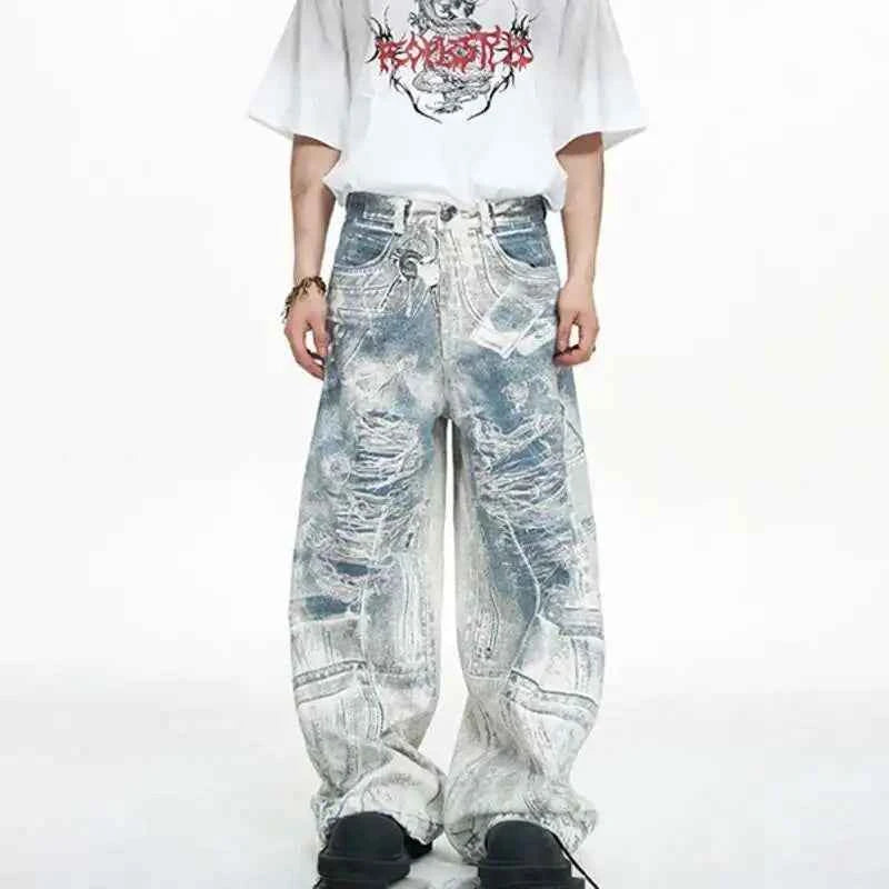 Luxury Vintage 3D Printed Designer Jeans