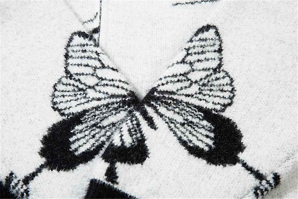 Plush Butterfly Graphic Cool Knitwear Cardigan