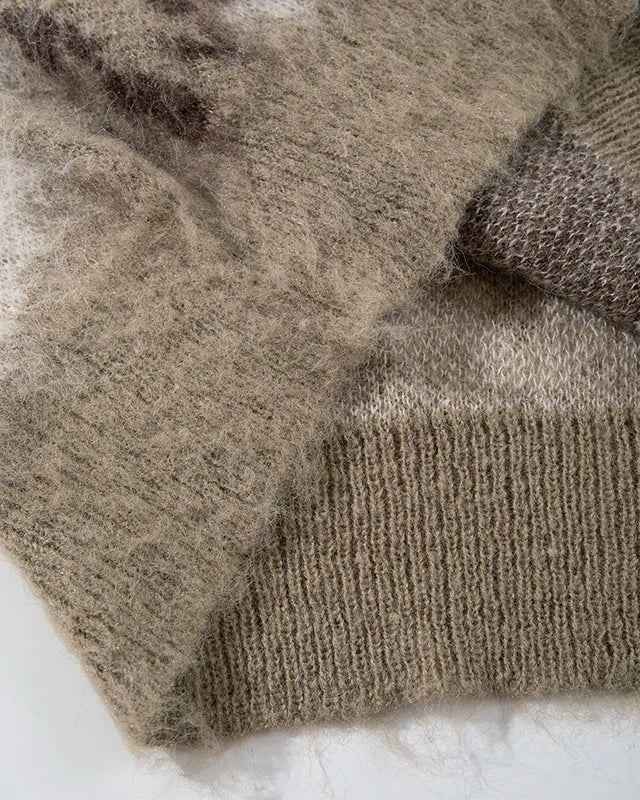 Effortless Gradient Hip Hop Knit Fuzzy Sweater