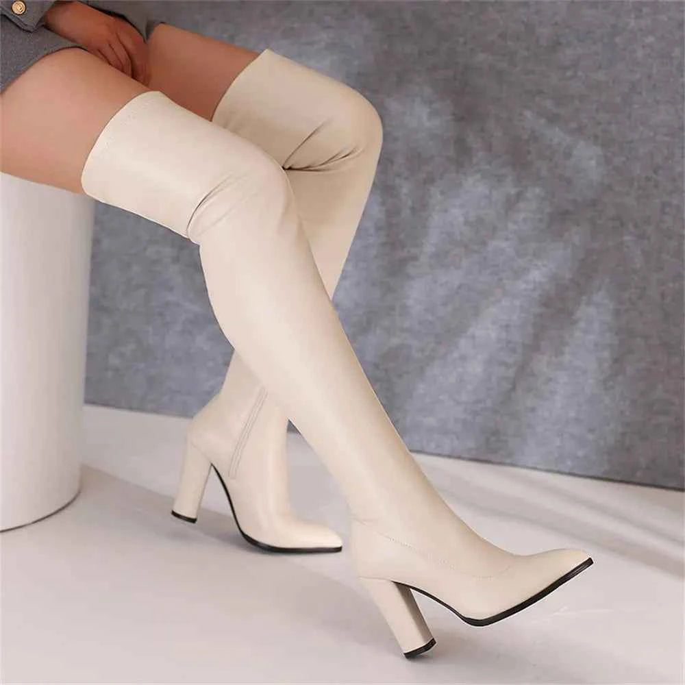 Classic Pointed Toe Over the Knee Zipper Boot