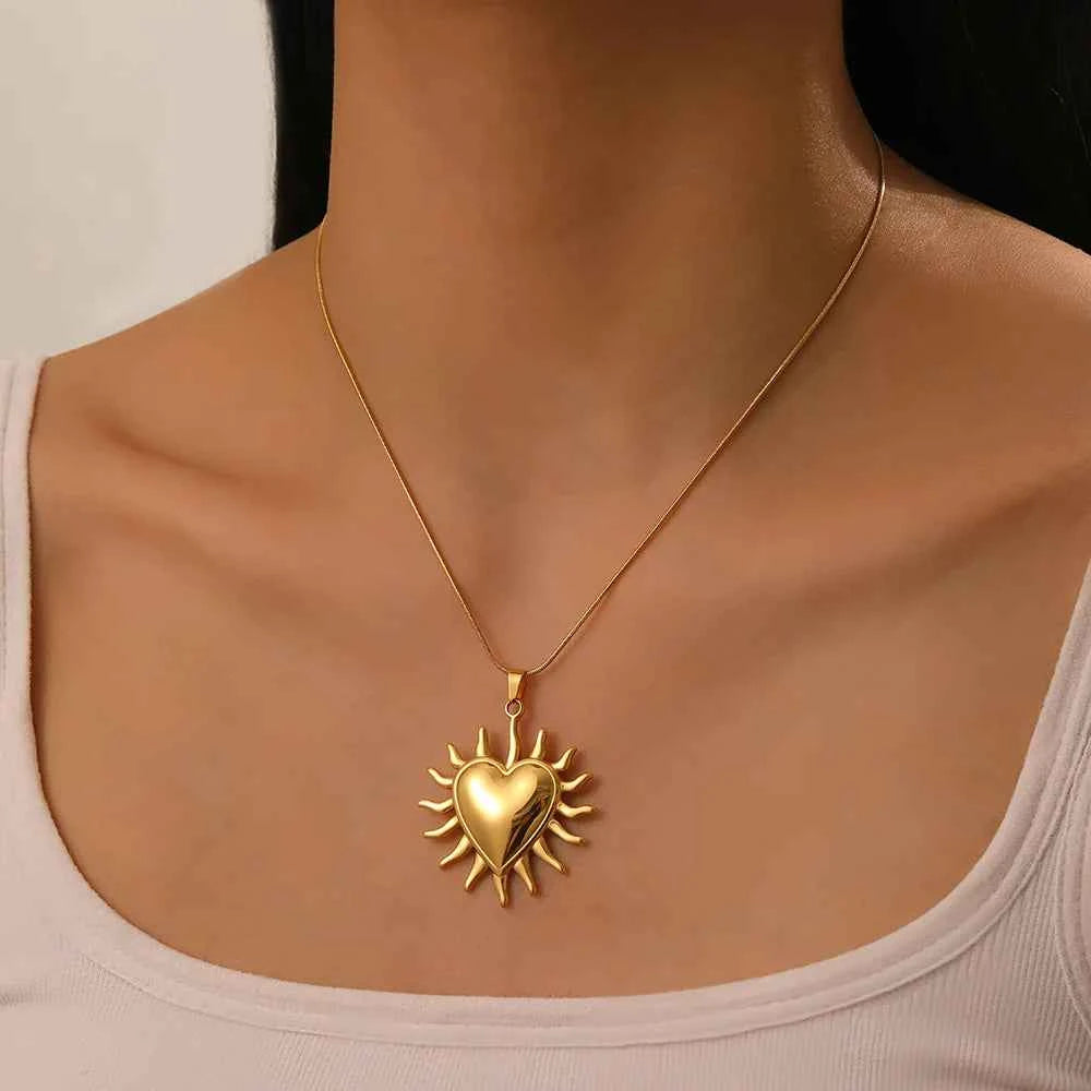 Golden Heart Stainless Steel Pendant Necklace