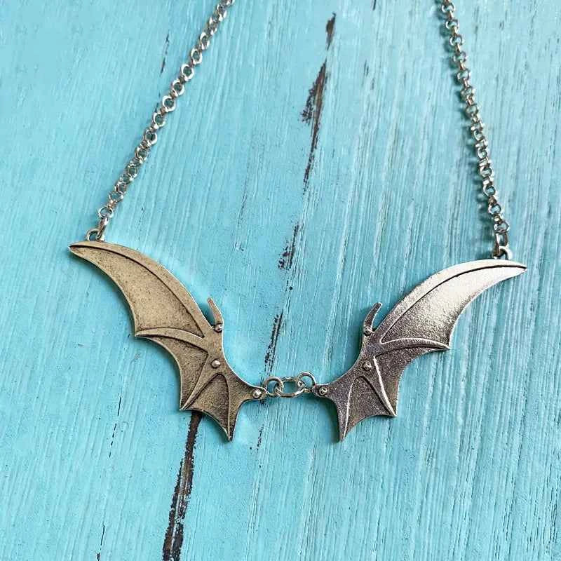 Gothic Vampire Bat Wing Pendant Necklace