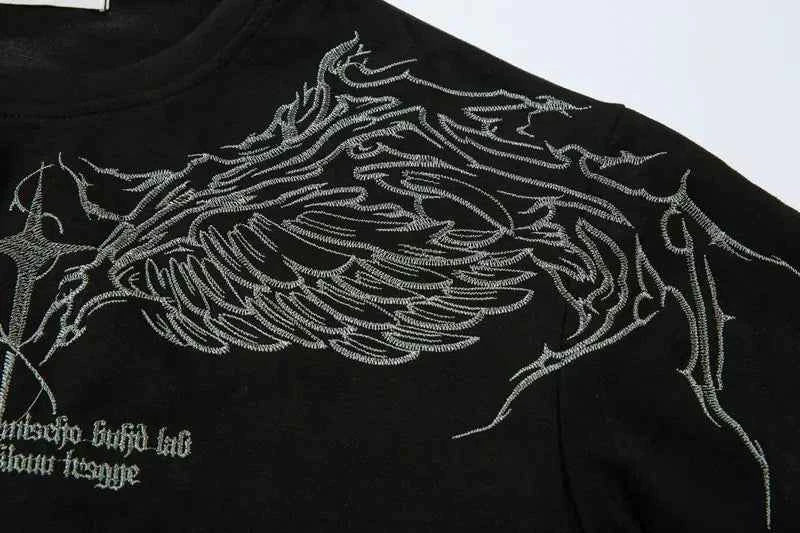 Plush Oversized Embroidered Short Sleeve T-Shirt