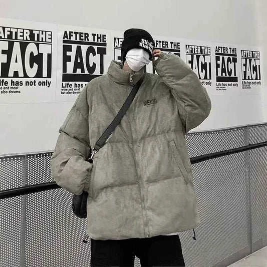 Retro Oversized Suede Parkas Puffer Jacket