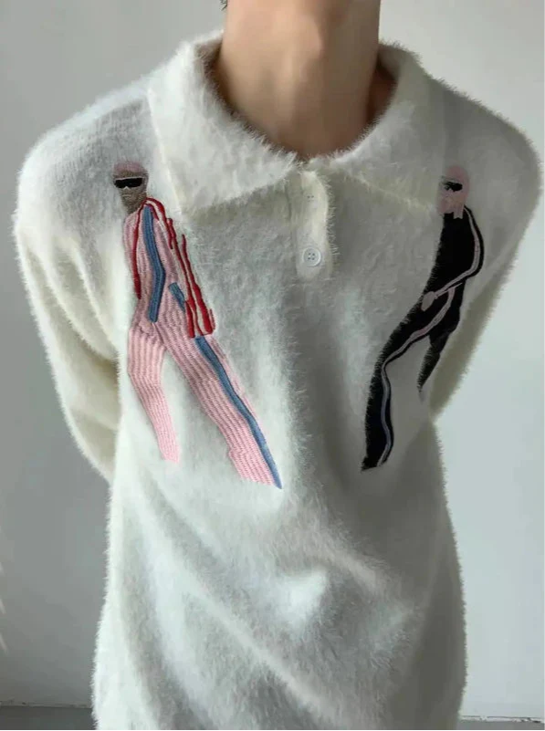 Cozy Embroidered Mink Down Jumper Sweater - Luxuryurbanwear