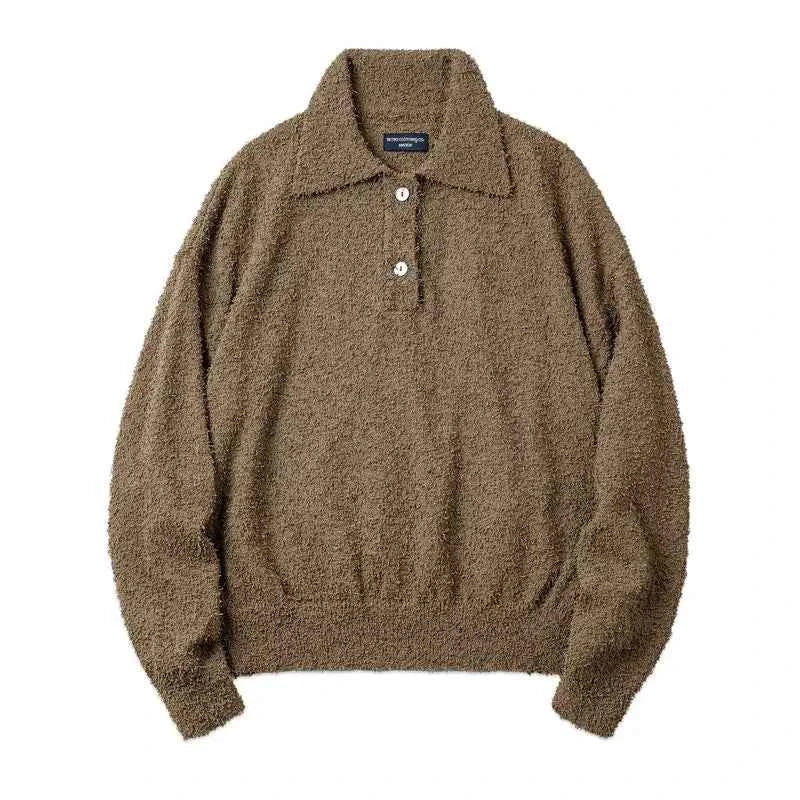 Warm Khaki Fleece Casual Stylish Sweater