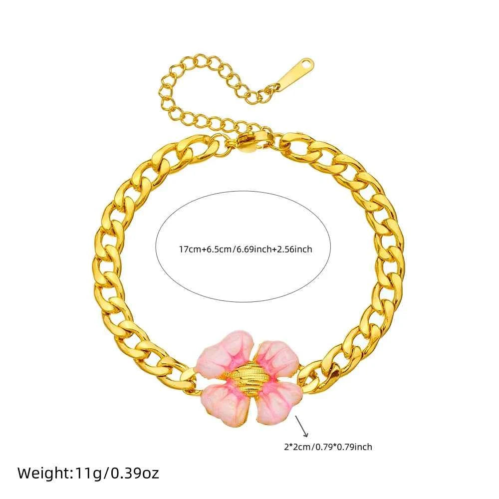 Blue & Pink Flower Charm Bracelet
