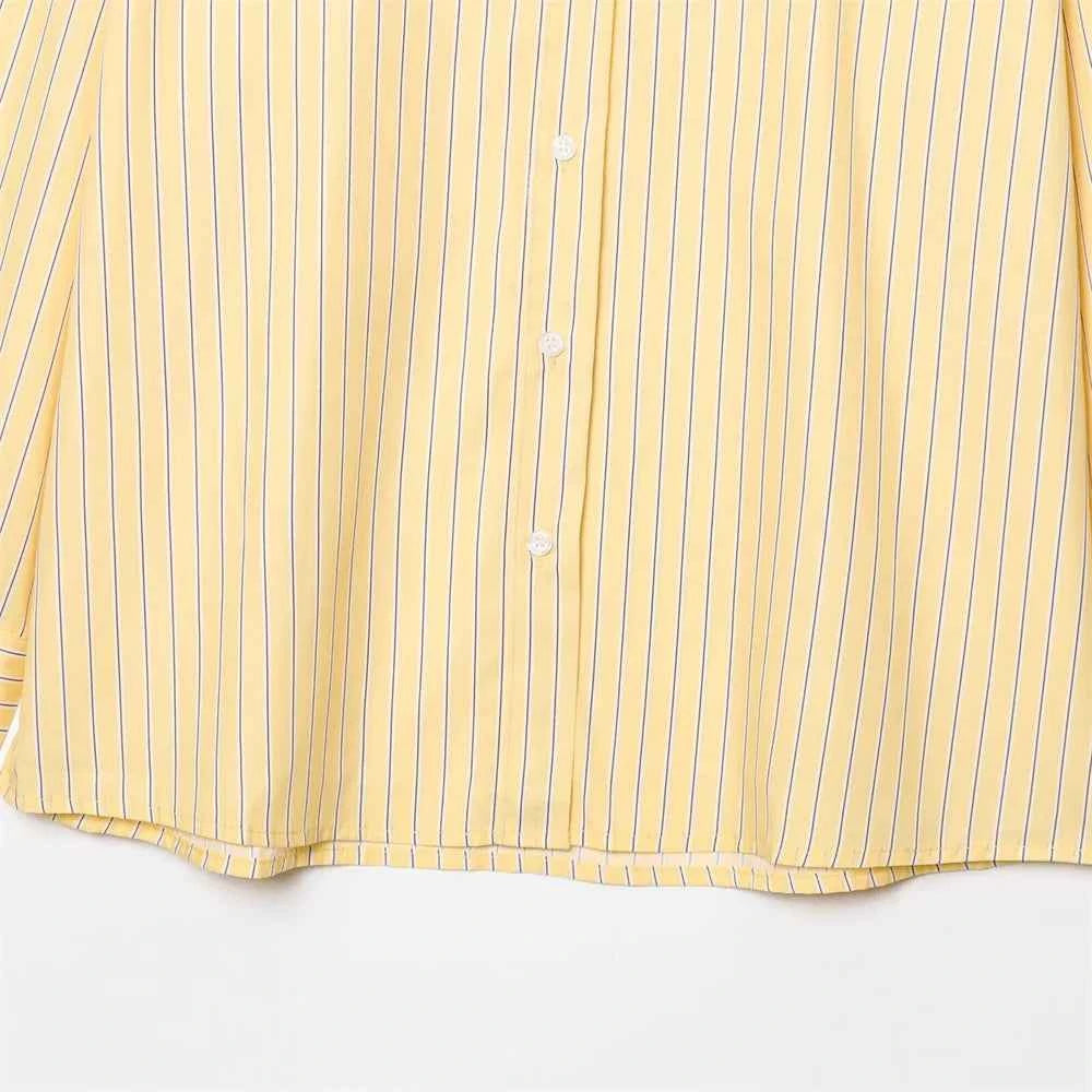 Flattering Striped Single Breasted Long Sleeve Shirt