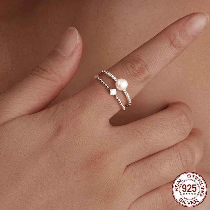 Elegant Genuine Freshwater Pearl Sterling Silver Ring