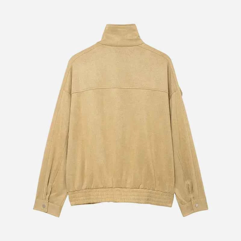 Vintage Lightweight High Neck Zipper Wool Jacket