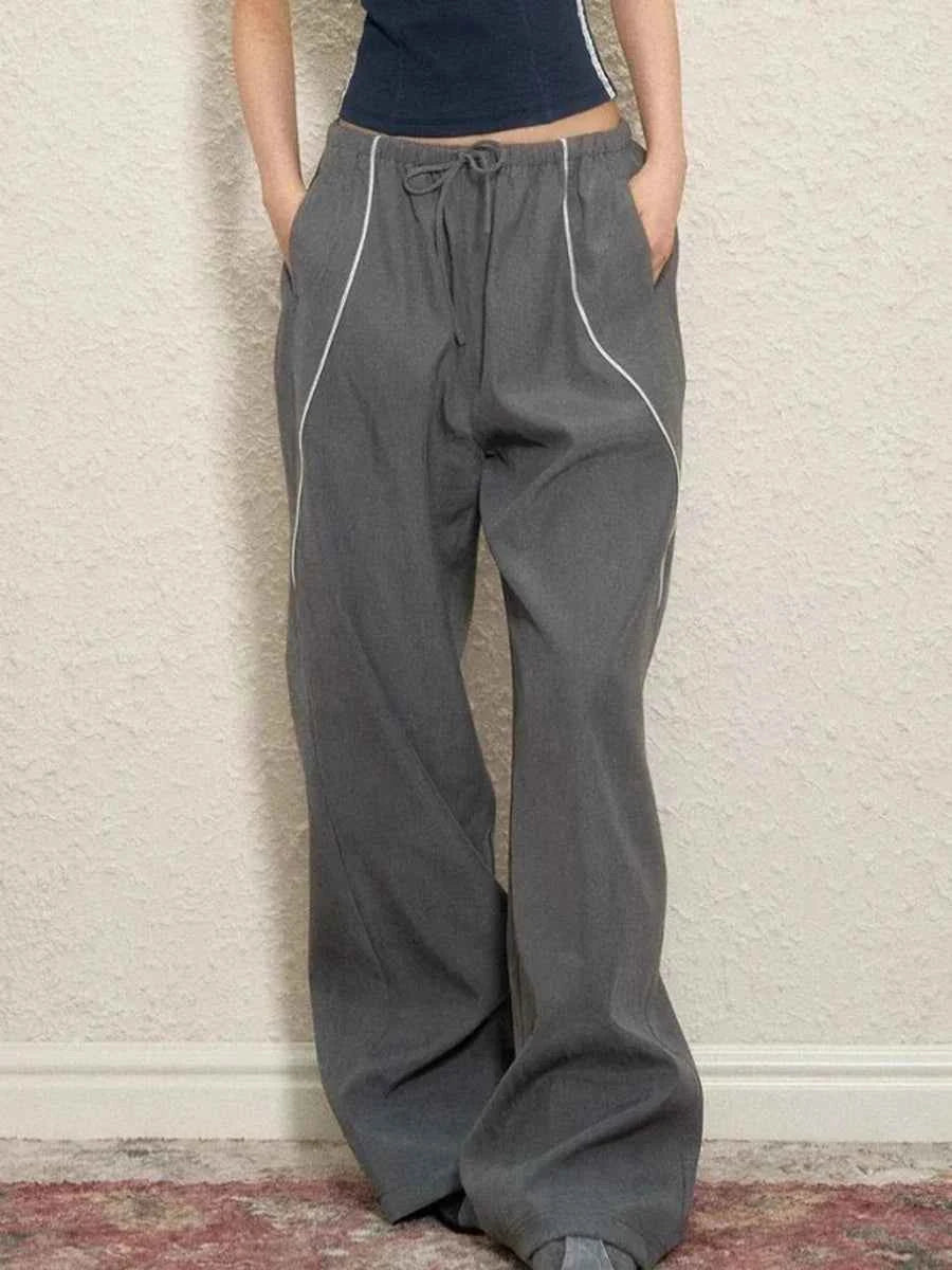 Elevated Hit Color Loose Casual Wide Leg Pants