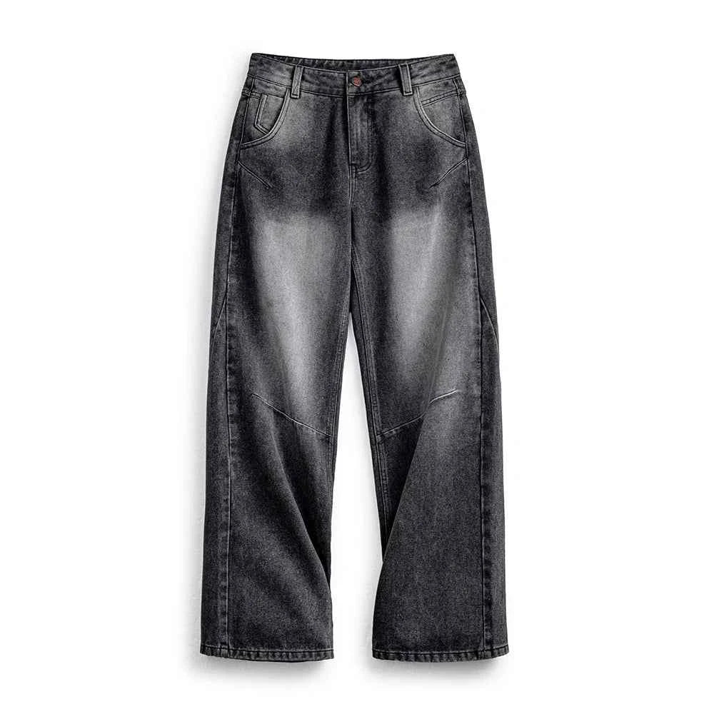 Black Mid-Waist Straight Cut Jeans