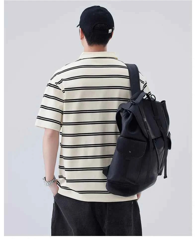 Artistic Stripe Polo Short Sleeve T-Shirt
