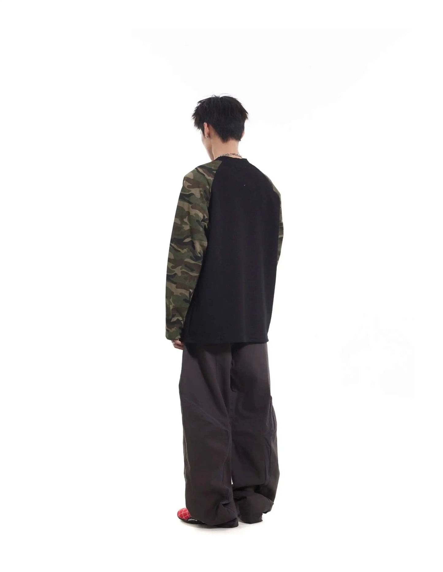 Vintage Camo Henley Collar Long T-Shirt - Luxuryurbanwear