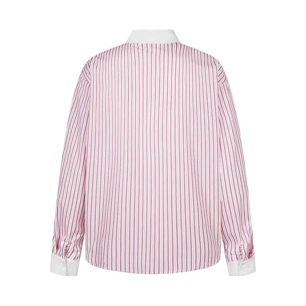 Stylish Embroidered Striped Long Sleeve Shirt