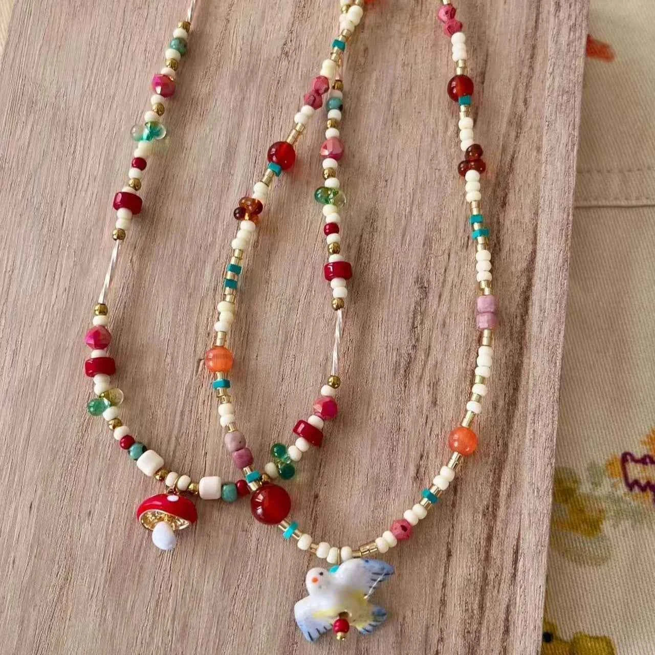 Aesthetic Y2K Colorful Bird Pendant Necklace