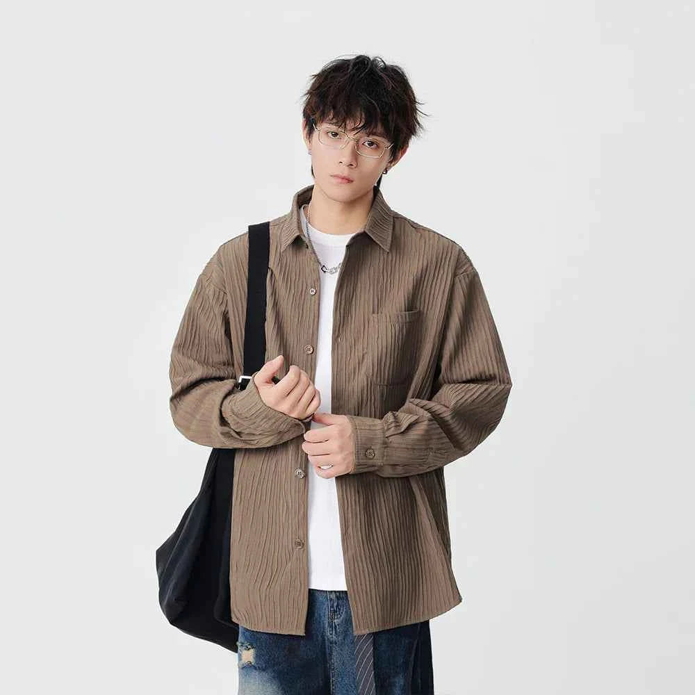 Y2K Vertical Striped Casual Long Sleeve Shirt