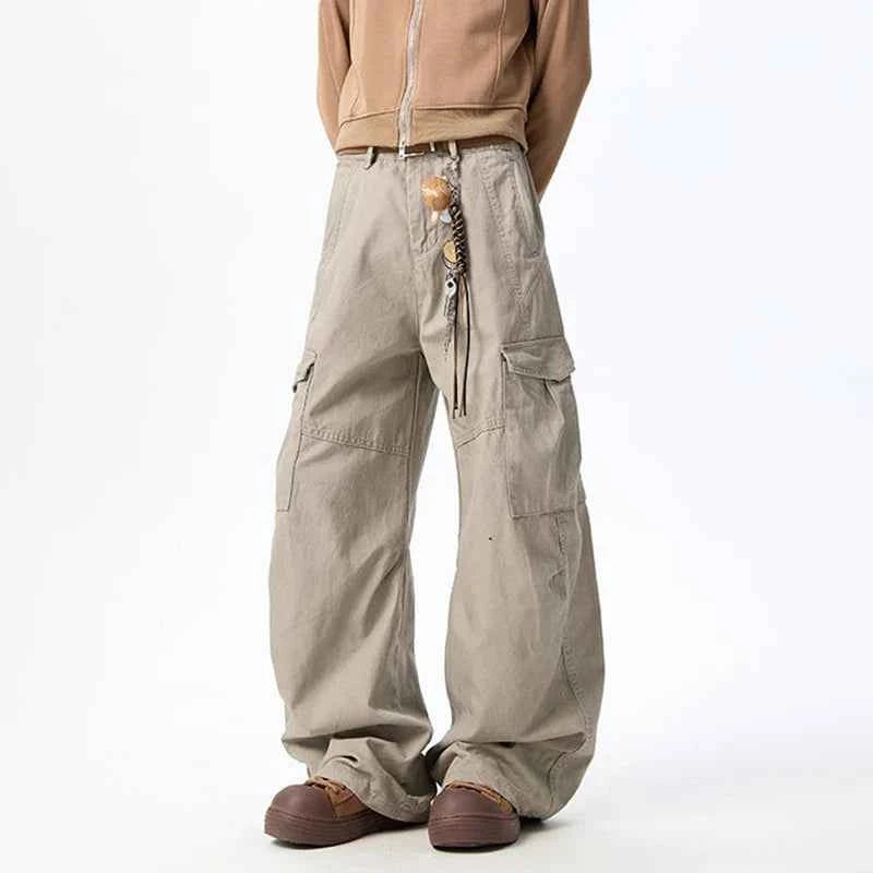 Streetwear Wide Leg Curved Knife Cargo Pants