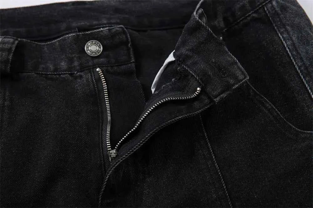 Removable Patchwork Distressed Loose Wide Leg Jeans