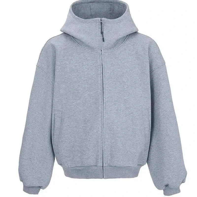 Wide Shoulder Japanese Style Zipper Sweatshirt