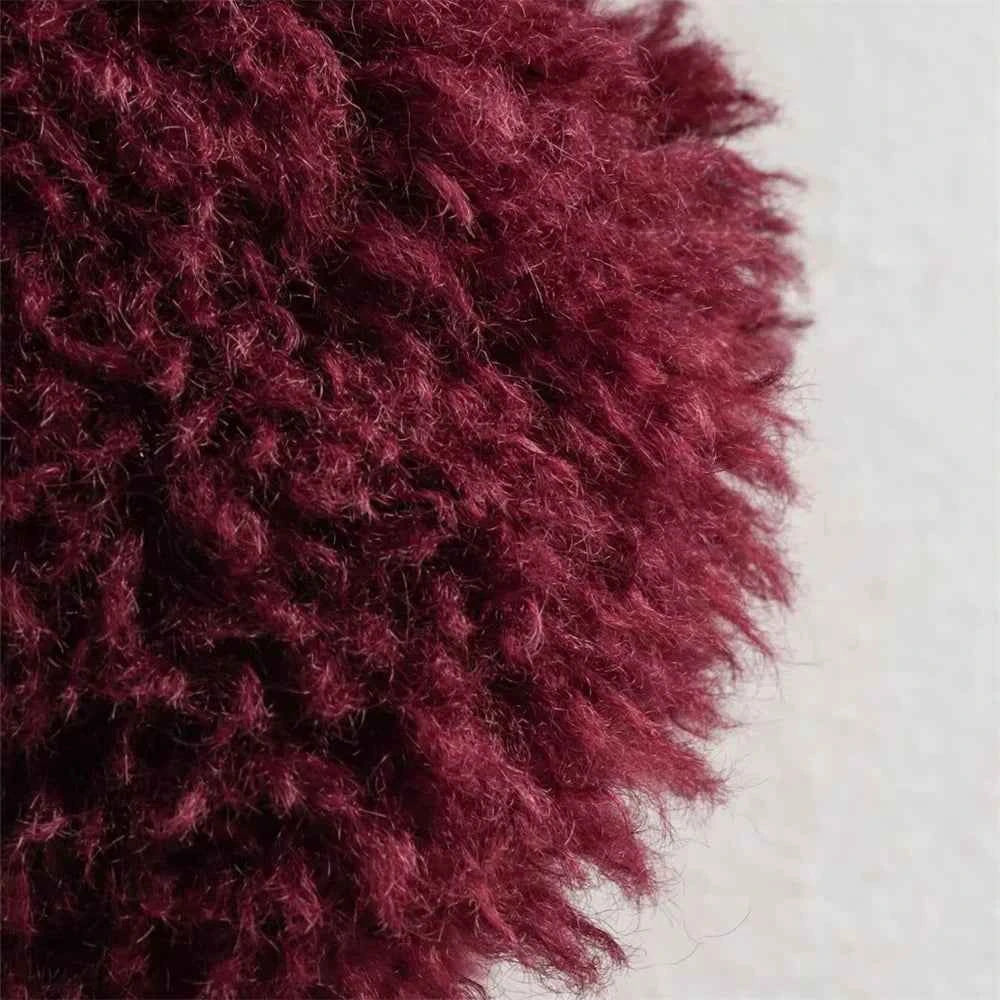 Y2K Comfortable Red Angora Faux Fur Jacket