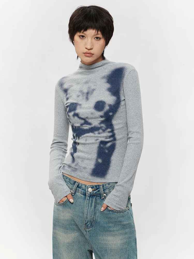 Graphic Cat Print Long Sleeve T-Shirt