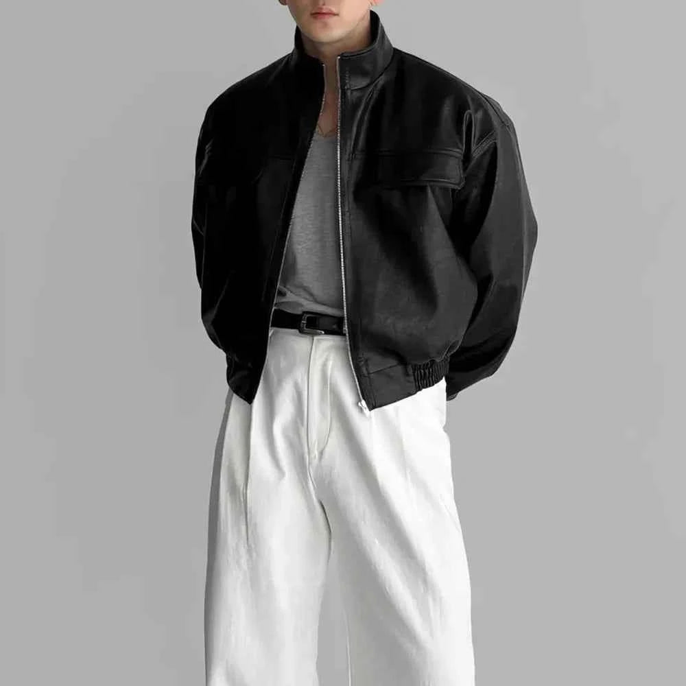 Trendy Motorcycle Pilot PU Leather Jacket