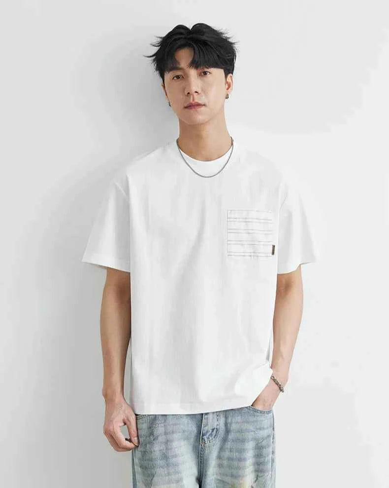 Korean Stylish Pocket Stitch Short Sleeve T-Shirt