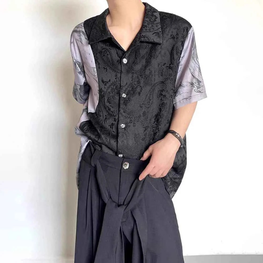 Embroidered Jacquard Retro Short-Sleeved Shirt