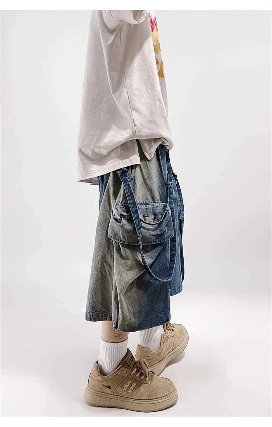 Vintage Denim Hip Hop Rivet Jorts