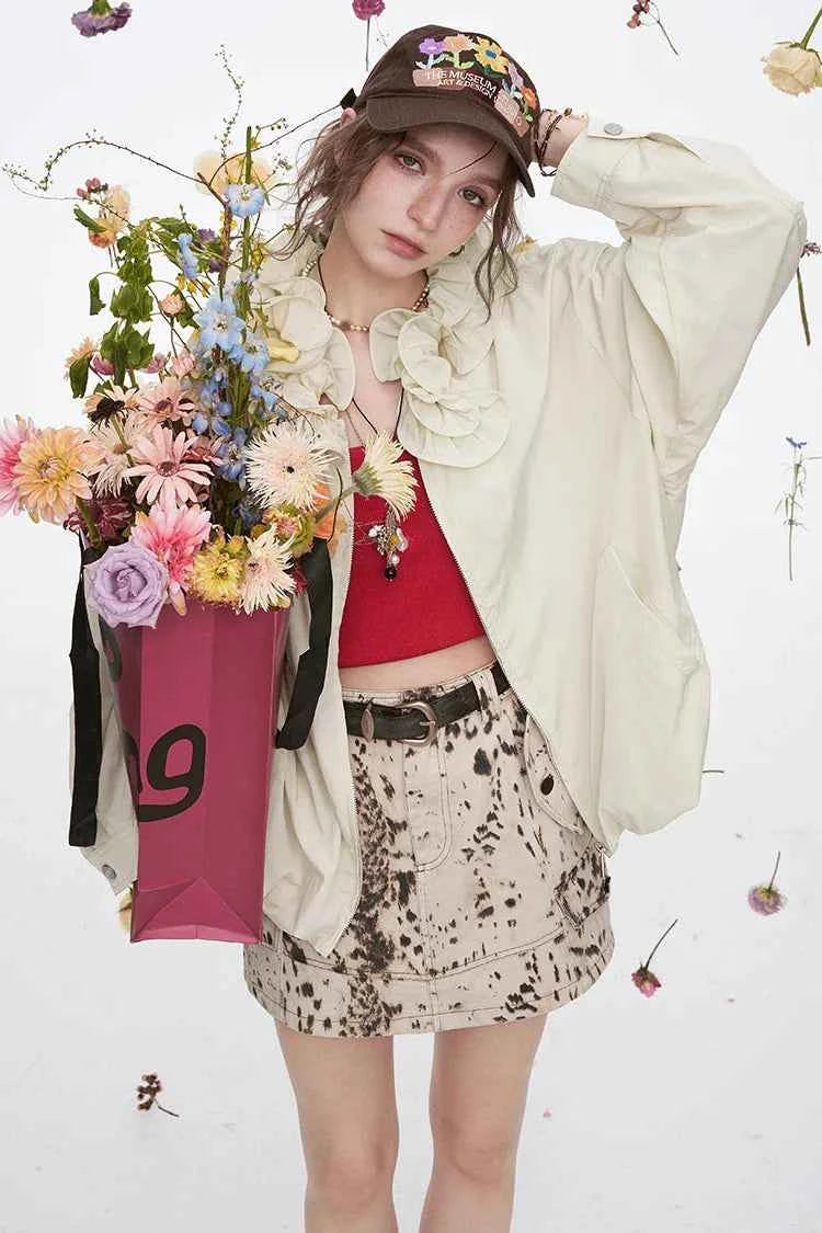 Sweet Ruffles Collar Casual Loose Jacket