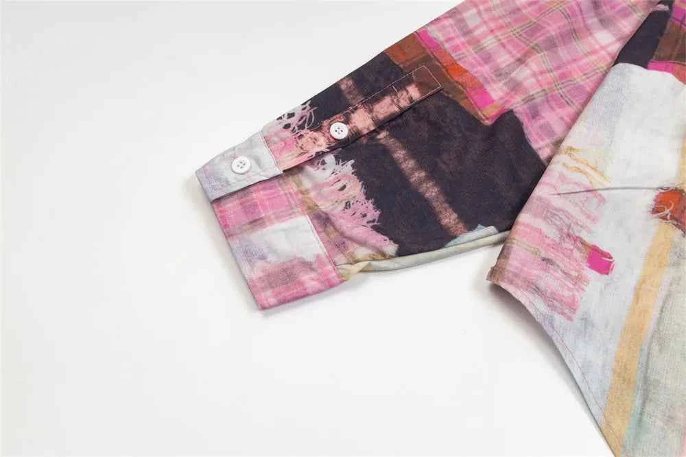 Plaid Autumn Loose Lapel Long Sleeve Shirt