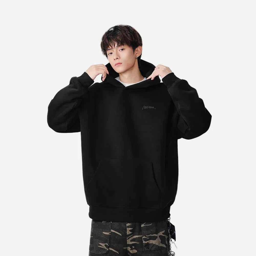 Minimalist Embroidered Logo Casual Hoodie