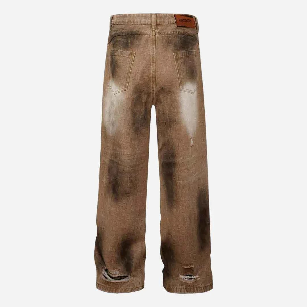 Vintage Streetwear Distressed Tie Dye Denim Jeans