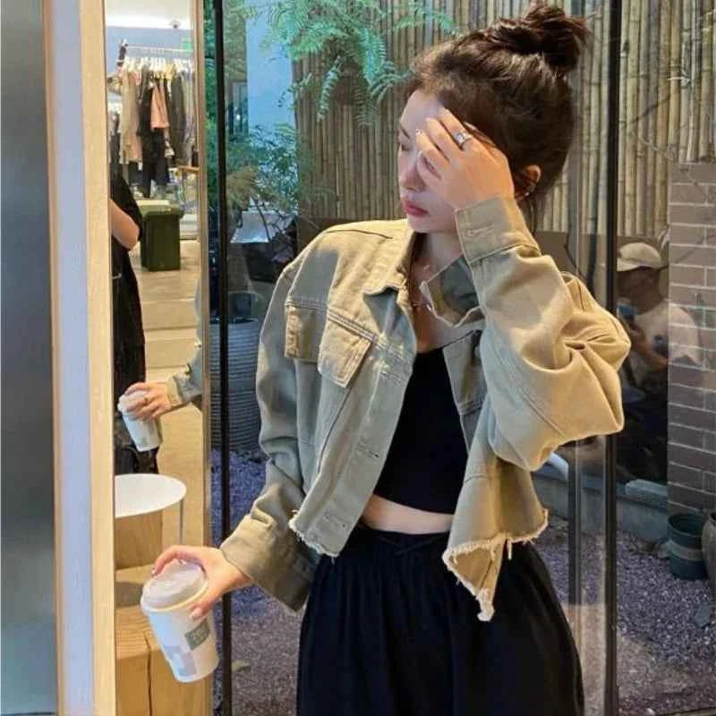 Women Cool Chic Cropped Denim Jacket