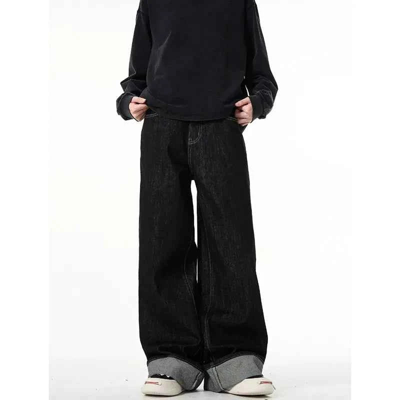 Vintage Black Gothic Oversize Hip Hop High Jeans