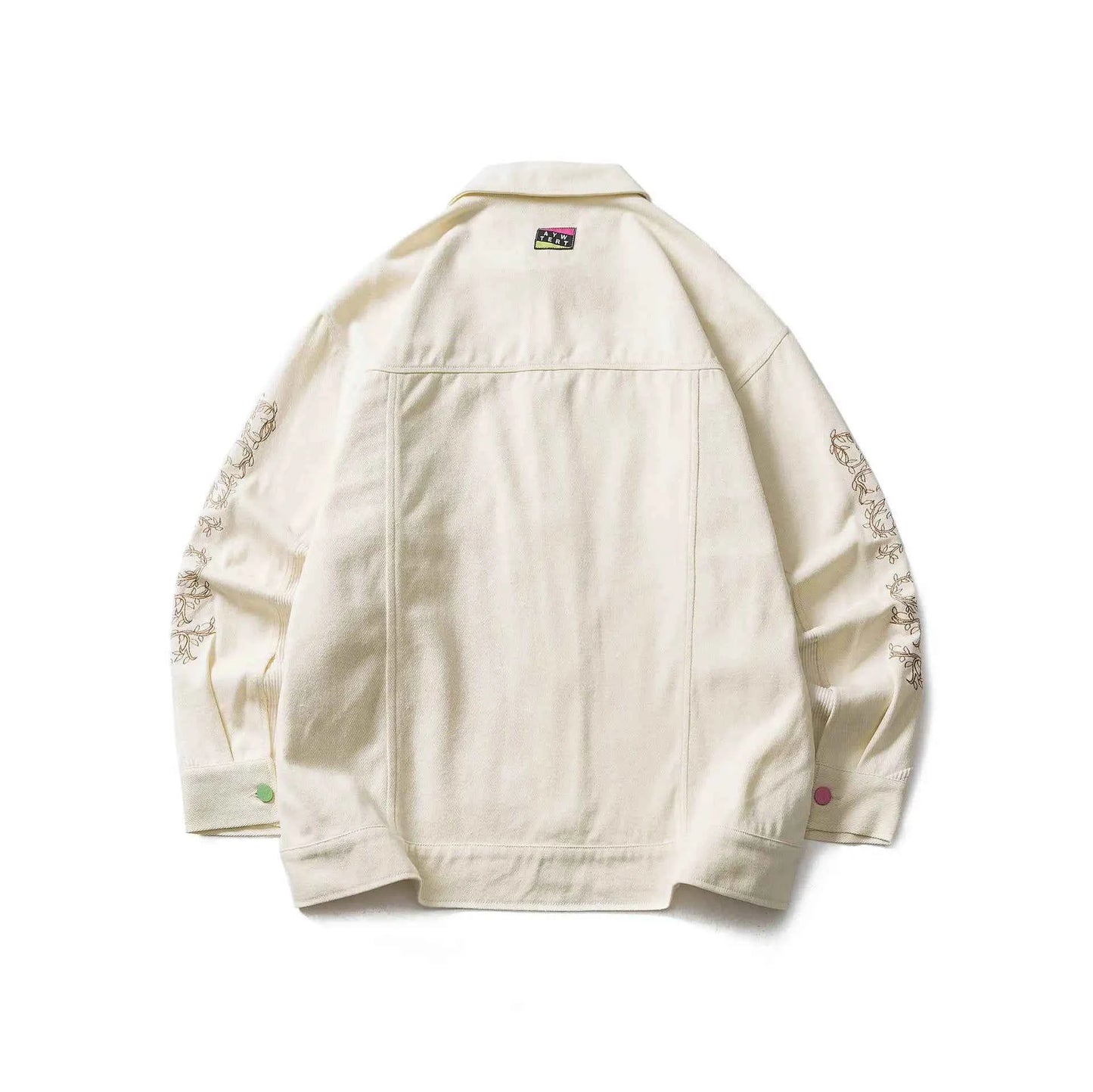 National Floral Embroidery Patchwork Denim Jacket