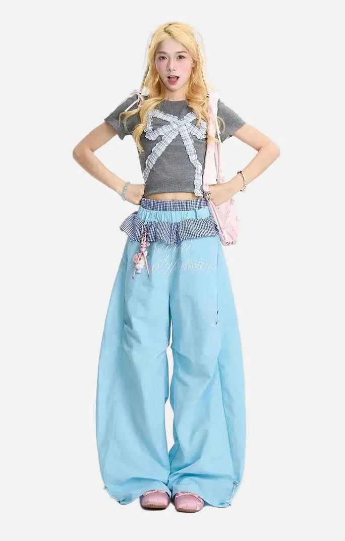 Trendy Embroidered Scimitar Wide Leg Jogger