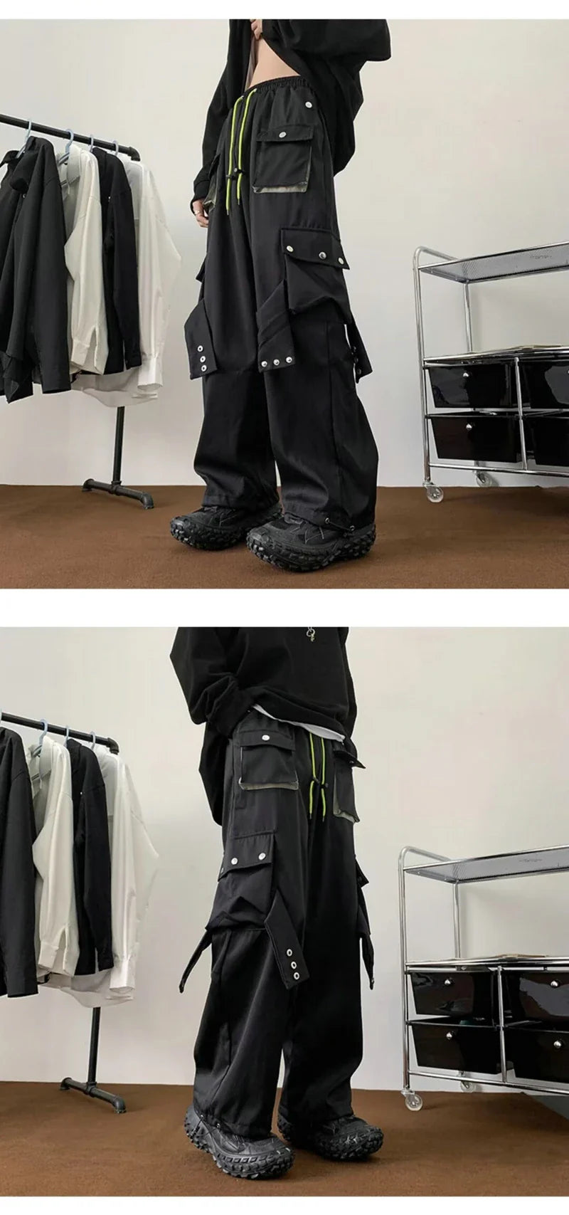 Multi Pockets Button-Up Streetwear Pants