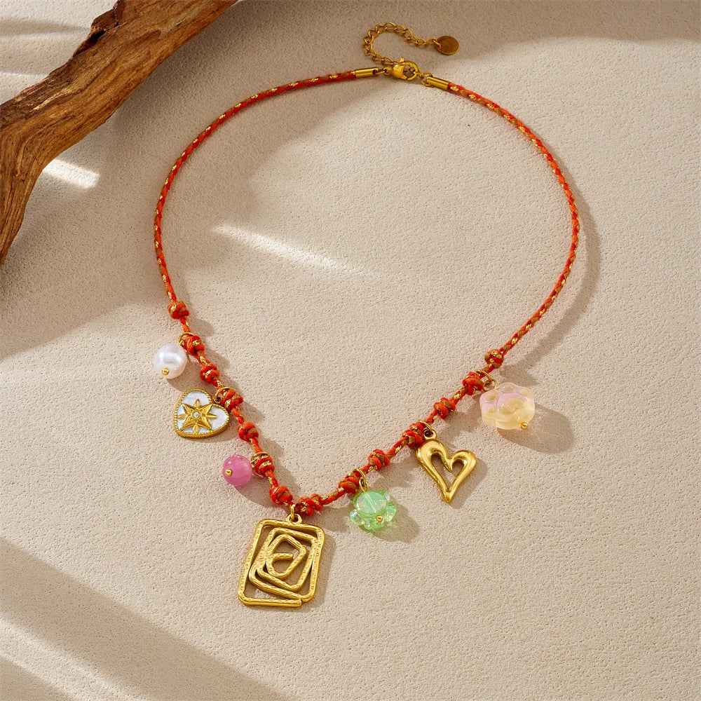 Golden Heart Crystal Pendant Necklace