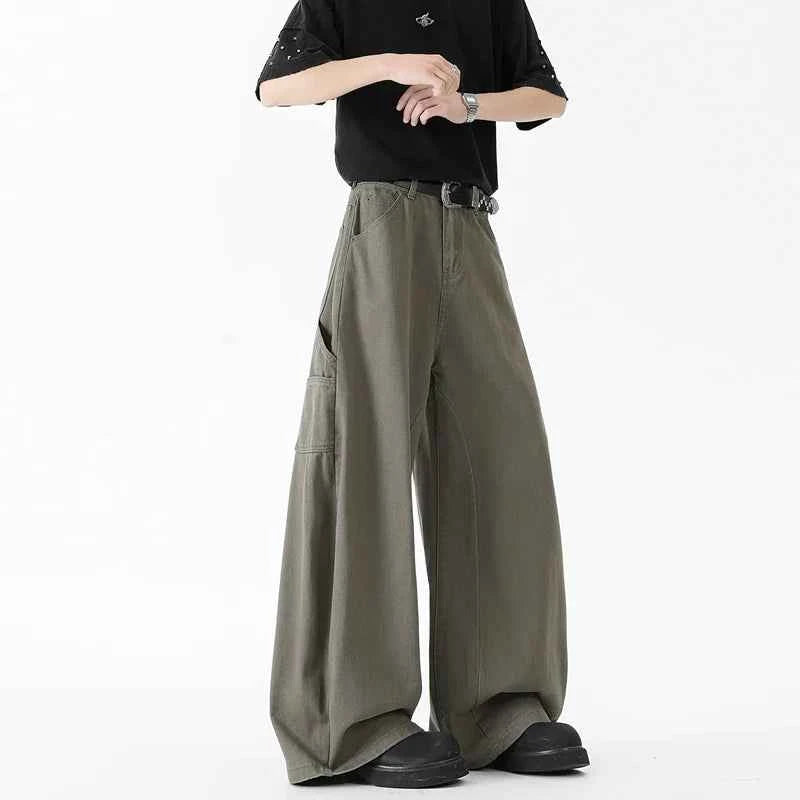 Durable Oversize Brown Cargo Wide Leg Jeans
