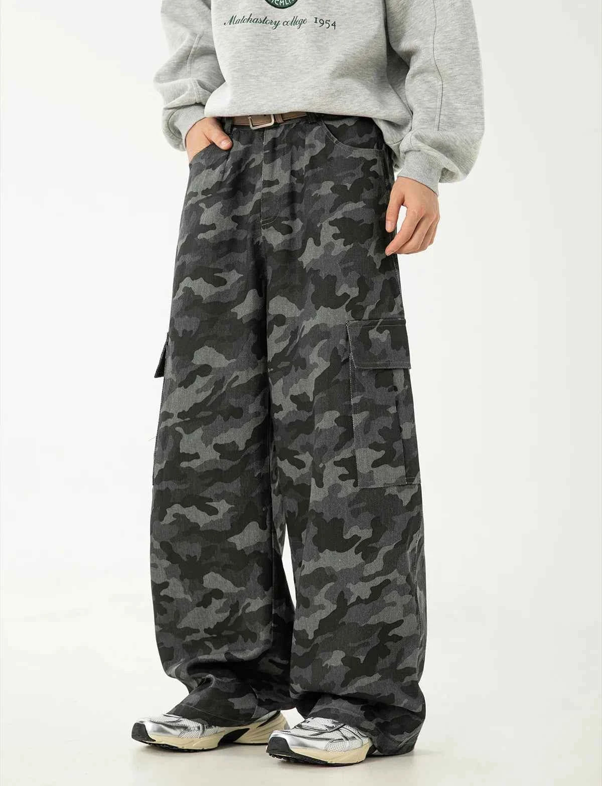 Vintage Tactical Camo Cargo Straight Leg Pants