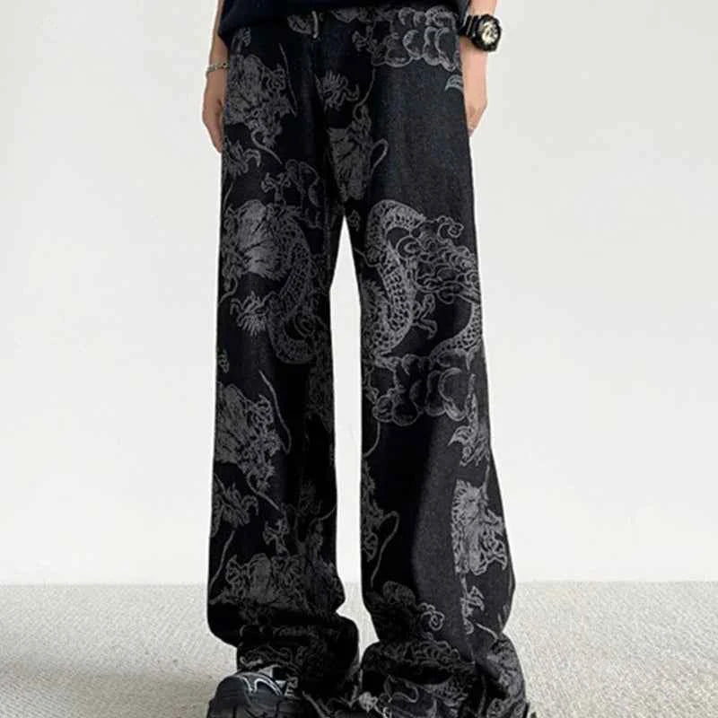 Dragon Pattern Chinese Style Retro Jeans