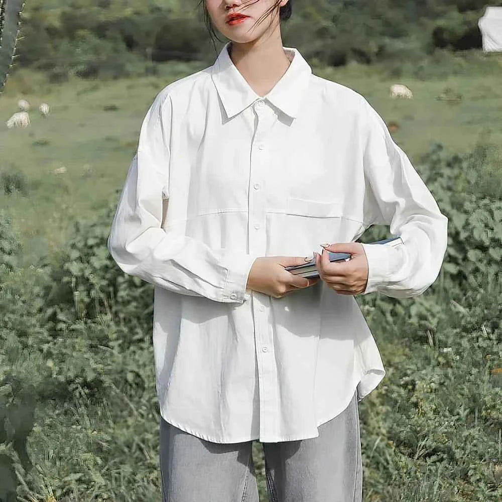 White Oversized Korean Style Womens Shirt