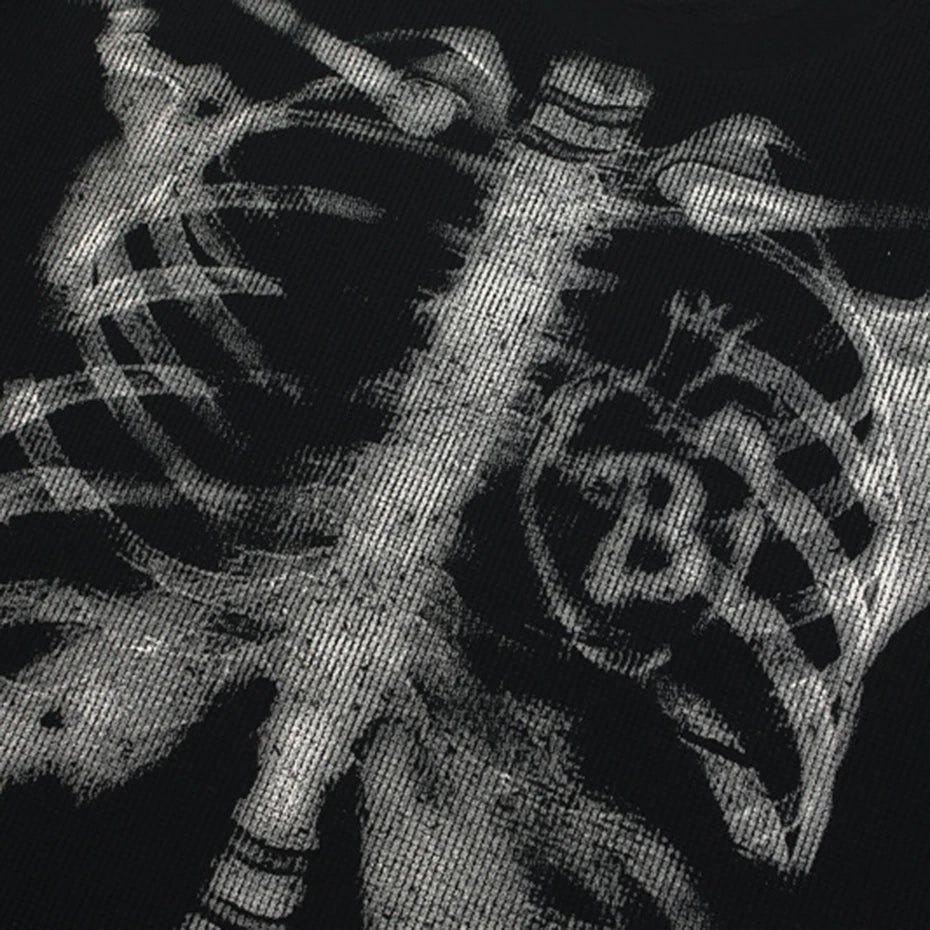 Skeleton Graphic  Streetwear Oversized T Shirt