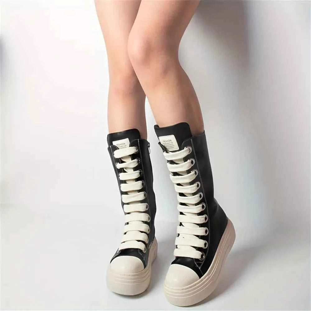 Stylish Zipper And Lace-Up Mid-Calf Boots
